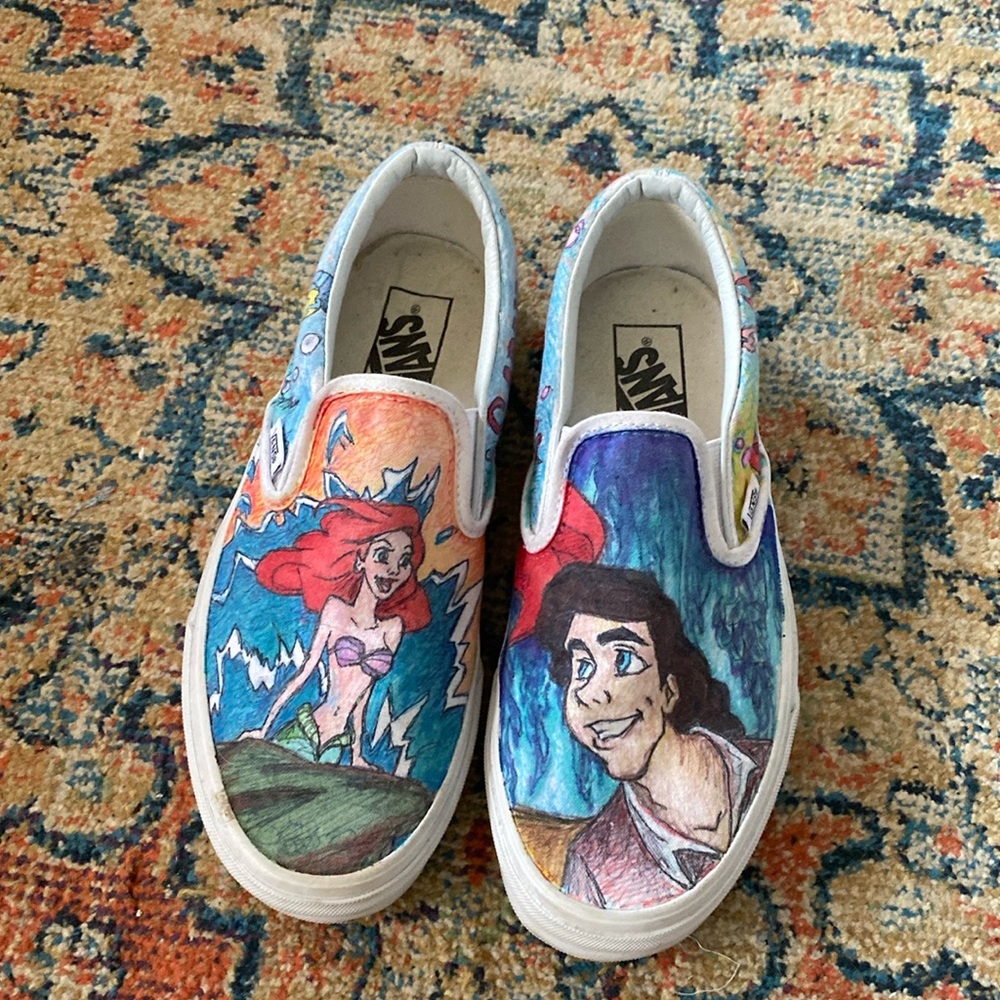 Disney Little Mermaid slip on vans Women’s size 8